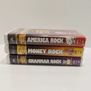 School House Rock, 3 VHS Lot (America Rock, Money Rock, Grammar Rock) - Disney